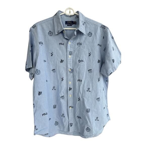 Polo‎ Ralph Lauren P-Wing 1992 Stadium Chambray Graphic Shirt XL - Picture 3 of 14